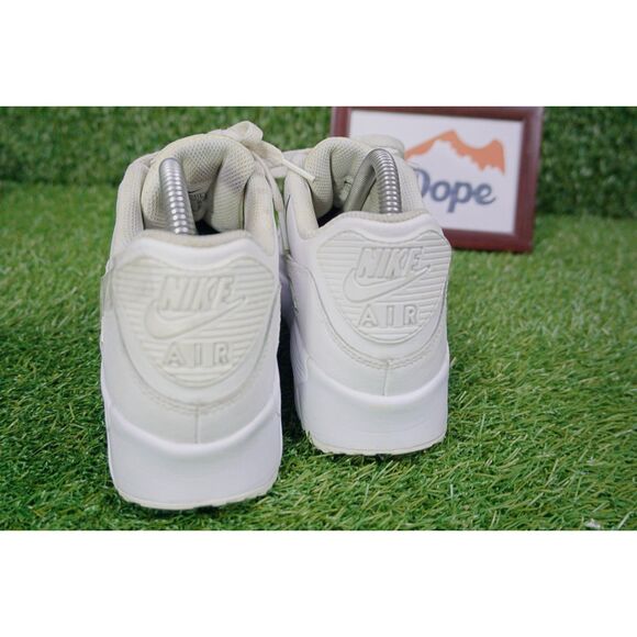 NIKE TRIPLE WHITE AIR MAX 90 BIG KIDS SNEAKER - SIZE US 6.5Y - Picture 4 of 7